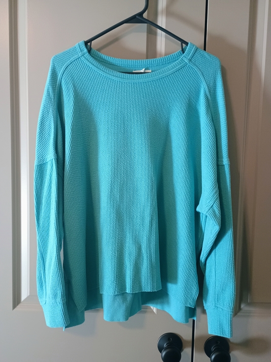 Maurices Tops - Maurices Aqua Textured Long Sleeve Pullover